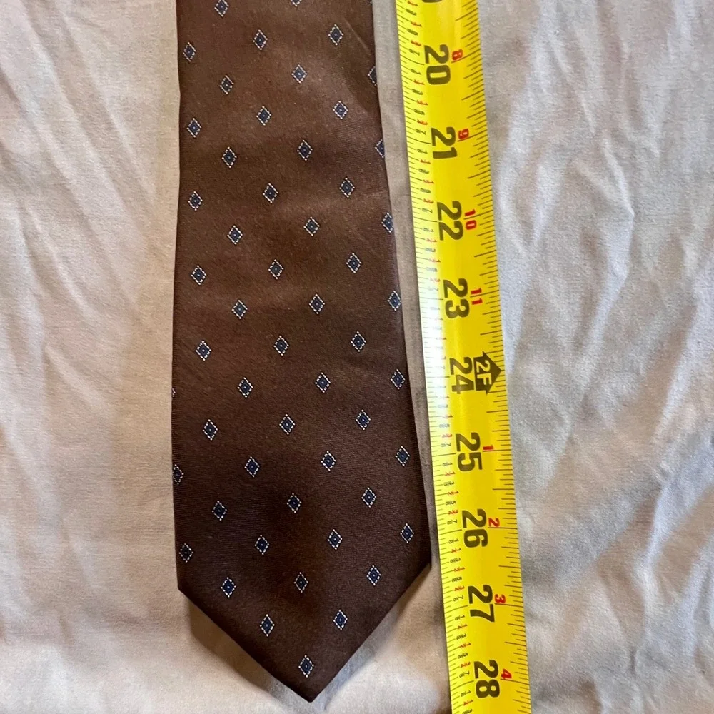John Henry Twill Blend‎ Micro Diamond Pattern Classic Necktie Brown Blue